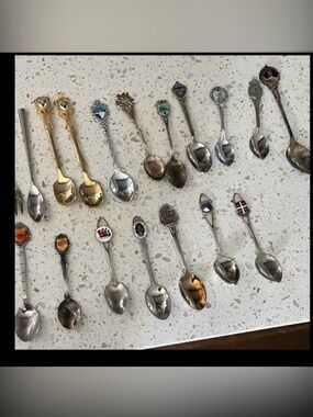 Assorted Collectible Souvenir Spoons - Mixed Metal Set of 20